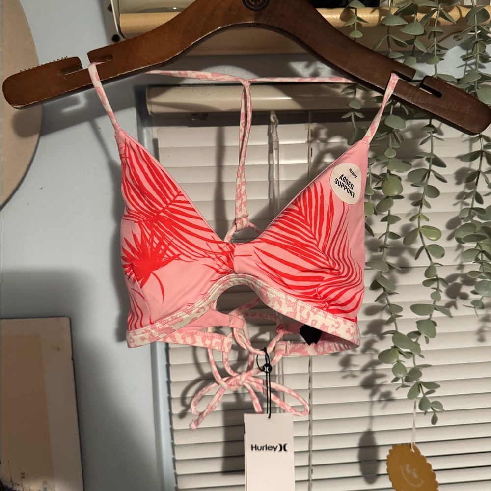 Hurley Pink and Red Women's Bikini Top